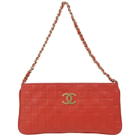 Chanel Red Lambskin Icon Chain Handbag 171960 - Picture 1 of 8